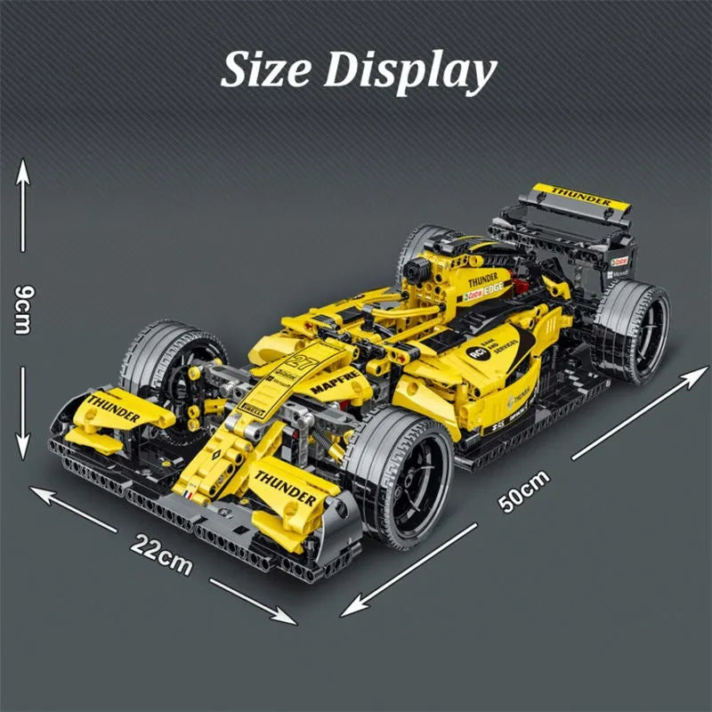 Building Blocks MOC Tech Yellow F1 Alternate Racing Car Bricks Toy - 9