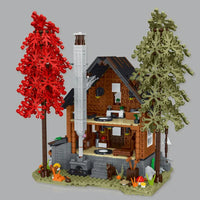 Thumbnail for Building Blocks Street City Expert MOC Forest Cabin House LED Bricks Toys 031072 - 3