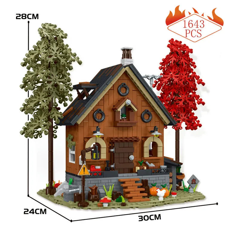 Building Blocks Street City Expert MOC Forest Cabin House LED Bricks Toys 031072 - 4