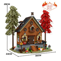 Thumbnail for Building Blocks Street City Expert MOC Forest Cabin House LED Bricks Toys 031072 - 4