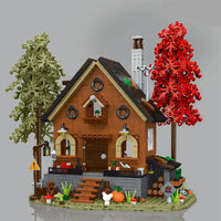Thumbnail for Building Blocks Street City Expert MOC Forest Cabin House LED Bricks Toys 031072 - 2