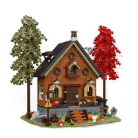 Thumbnail for Building Blocks Street City Expert MOC Forest Cabin House LED Bricks Toys 031072 - 1