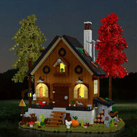 Thumbnail for Building Blocks Street City Expert MOC Forest Cabin House LED Bricks Toys 031072 - 6