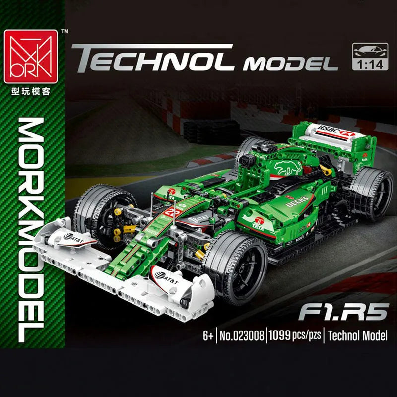 Building Blocks Tech MOC Green Alternate F1 Racing Car Bricks Toy - 2