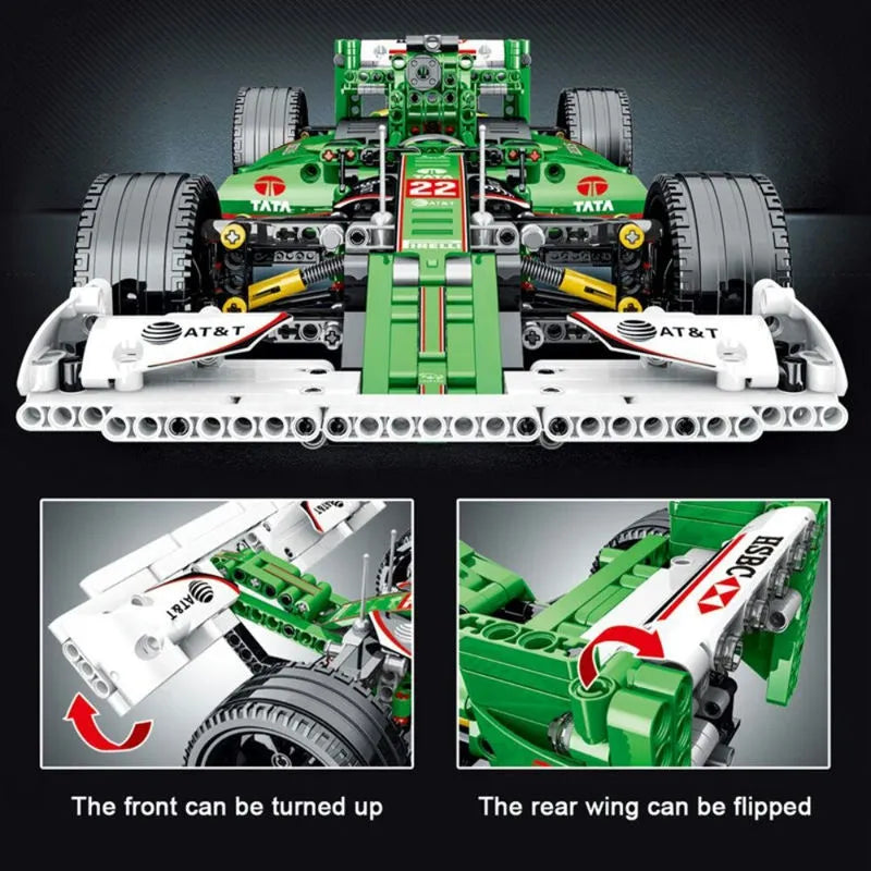 Building Blocks Tech MOC Green Alternate F1 Racing Car Bricks Toy - 4