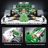 Thumbnail for Building Blocks Tech MOC Green Alternate F1 Racing Car Bricks Toy - 4