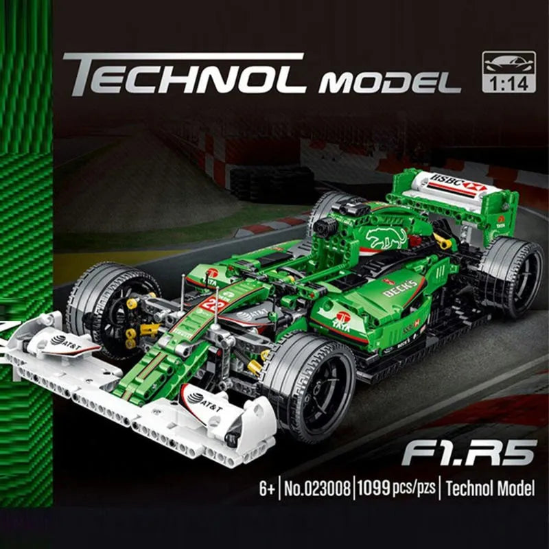 Building Blocks Tech MOC Green Alternate F1 Racing Car Bricks Toy - 3