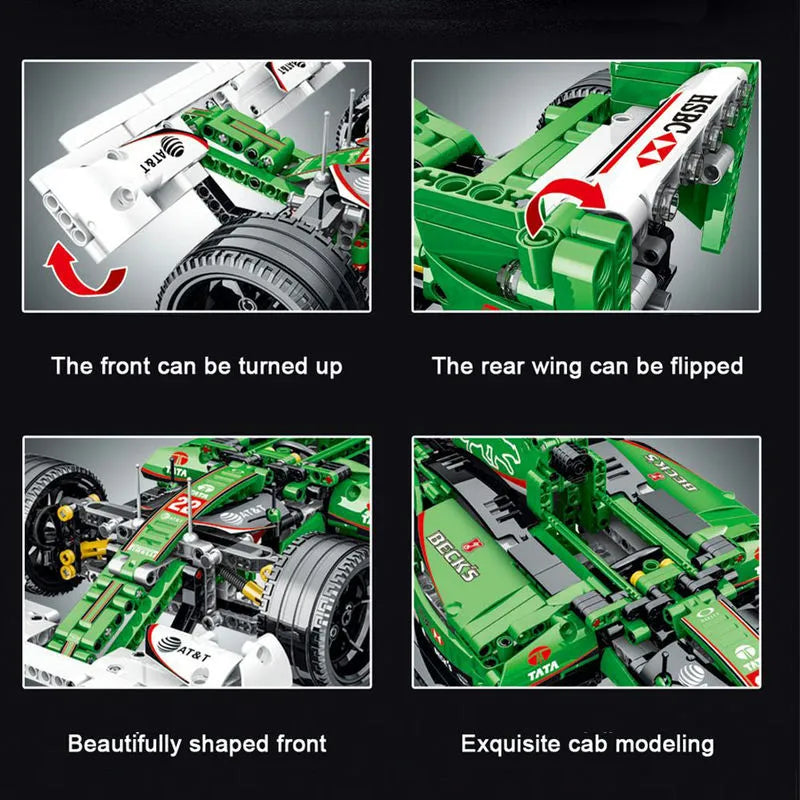 Building Blocks Tech MOC Green Alternate F1 Racing Car Bricks Toy - 5