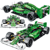 Thumbnail for Building Blocks Tech MOC Green Alternate F1 Racing Car Bricks Toy - 1