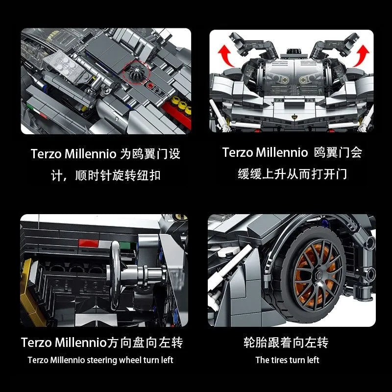 Building Blocks Tech MOC Lambo Terzo Millennio Sports Car Bricks Toys - 9