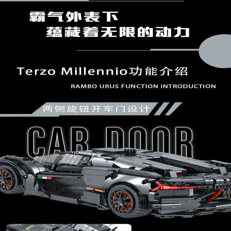 Building Blocks Tech MOC Lambo Terzo Millennio Sports Car Bricks Toys - 13