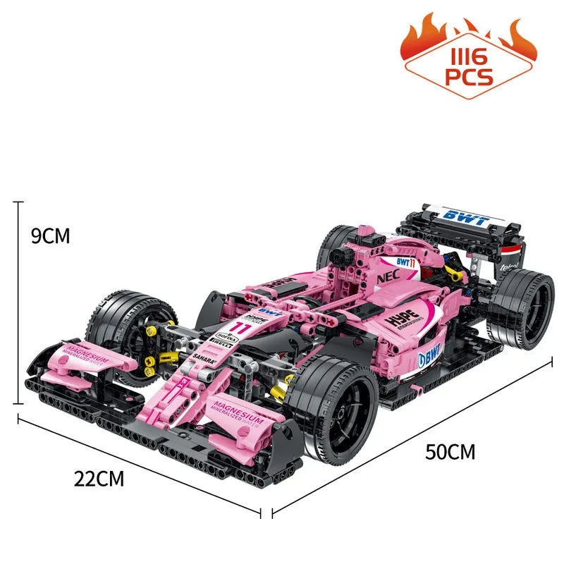 Building Blocks Tech MOC Pink Alternate F1 Racing Car Bricks Toy - 11
