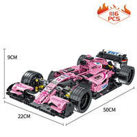 Thumbnail for Building Blocks Tech MOC Pink Alternate F1 Racing Car Bricks Toy - 11