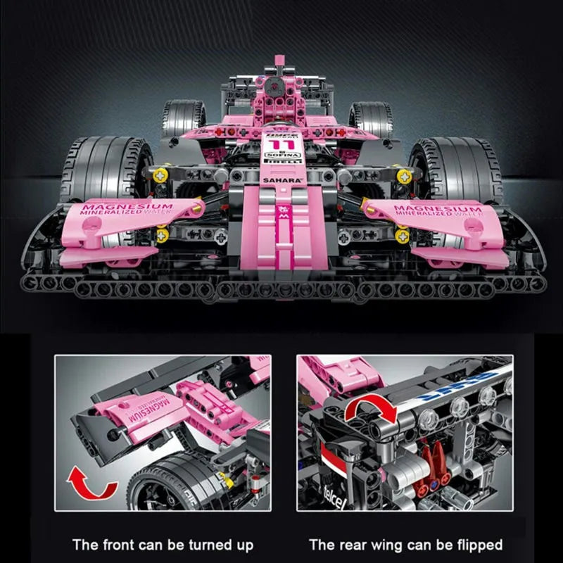 Building Blocks Tech MOC Pink Alternate F1 Racing Car Bricks Toy - 10