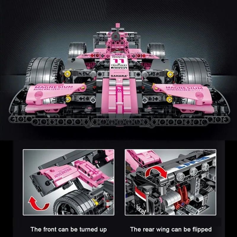 Building Blocks Tech MOC Pink Alternate F1 Racing Car Bricks Toy Construction Set Toys - 10