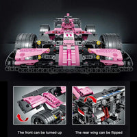 Thumbnail for Building Blocks Tech MOC Pink Alternate F1 Racing Car Bricks Toy - 10