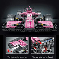 Thumbnail for Building Blocks Tech MOC Pink Alternate F1 Racing Car Bricks Toy Construction Set Toys - 10