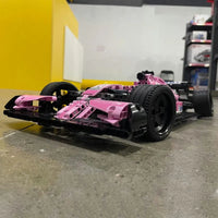 Thumbnail for Building Blocks Tech MOC Pink Alternate F1 Racing Car Bricks Toy - 6