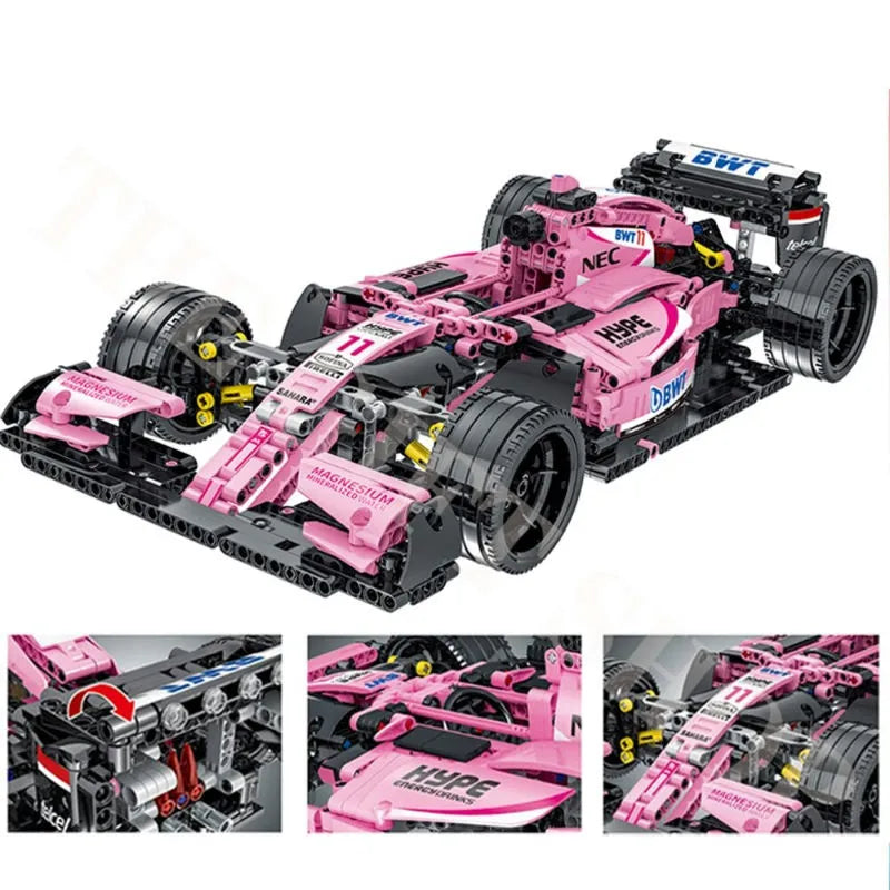 Building Blocks Tech MOC Pink Alternate F1 Racing Car Bricks Toy - 9