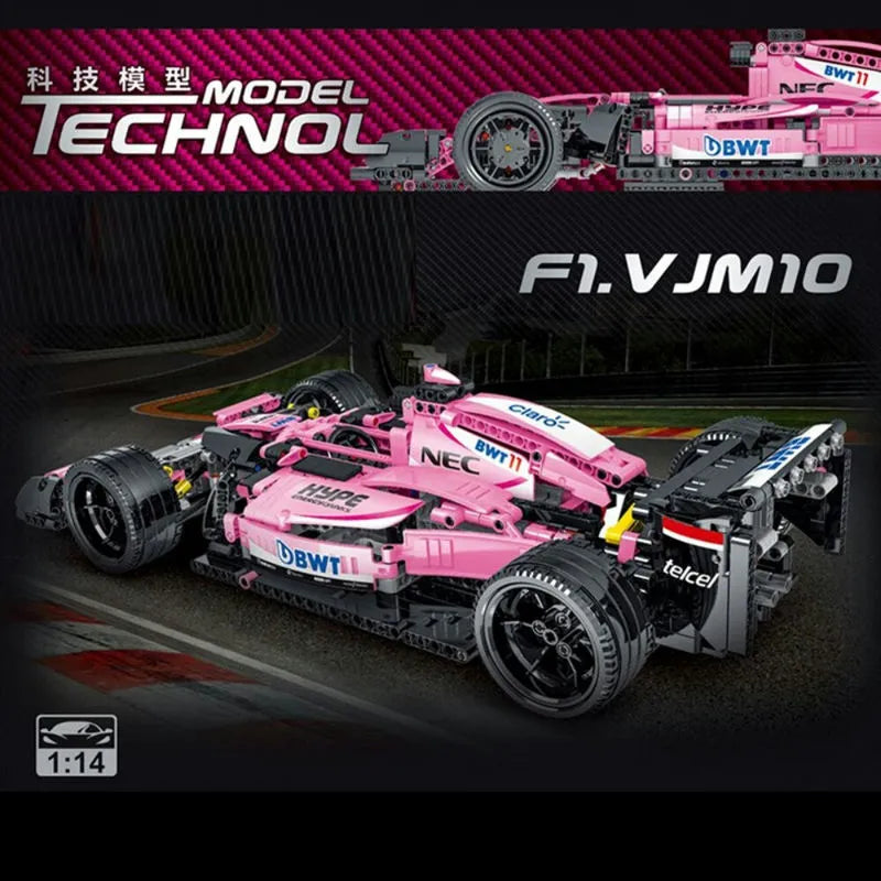 Building Blocks Tech MOC Pink Alternate F1 Racing Car Bricks Toy Construction Set Toys - 4