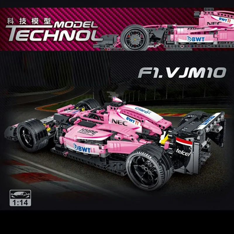 Building Blocks Tech MOC Pink Alternate F1 Racing Car Bricks Toy - 4