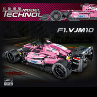 Thumbnail for Building Blocks Tech MOC Pink Alternate F1 Racing Car Bricks Toy - 4