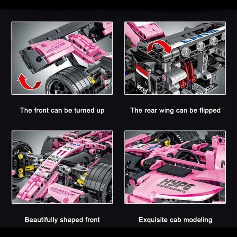 Building Blocks Tech MOC Pink Alternate F1 Racing Car Bricks Toy - 5