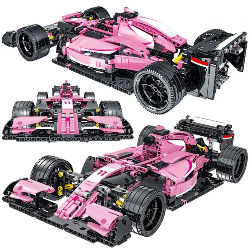 Building Blocks Tech MOC Pink Alternate F1 Racing Car Bricks Toy - 2