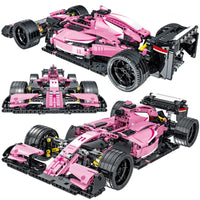 Thumbnail for Building Blocks Tech MOC Pink Alternate F1 Racing Car Bricks Toy - 2