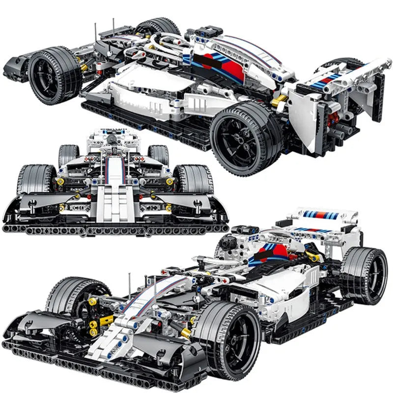 Building Blocks Tech MOC White Alternate F1 Racing Car Bricks Toy 023004 - 1
