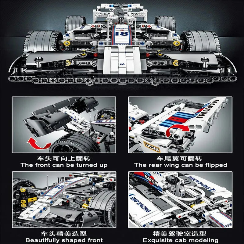 Building Blocks Tech MOC White Alternate F1 Racing Car Bricks Toy 023004 - 8