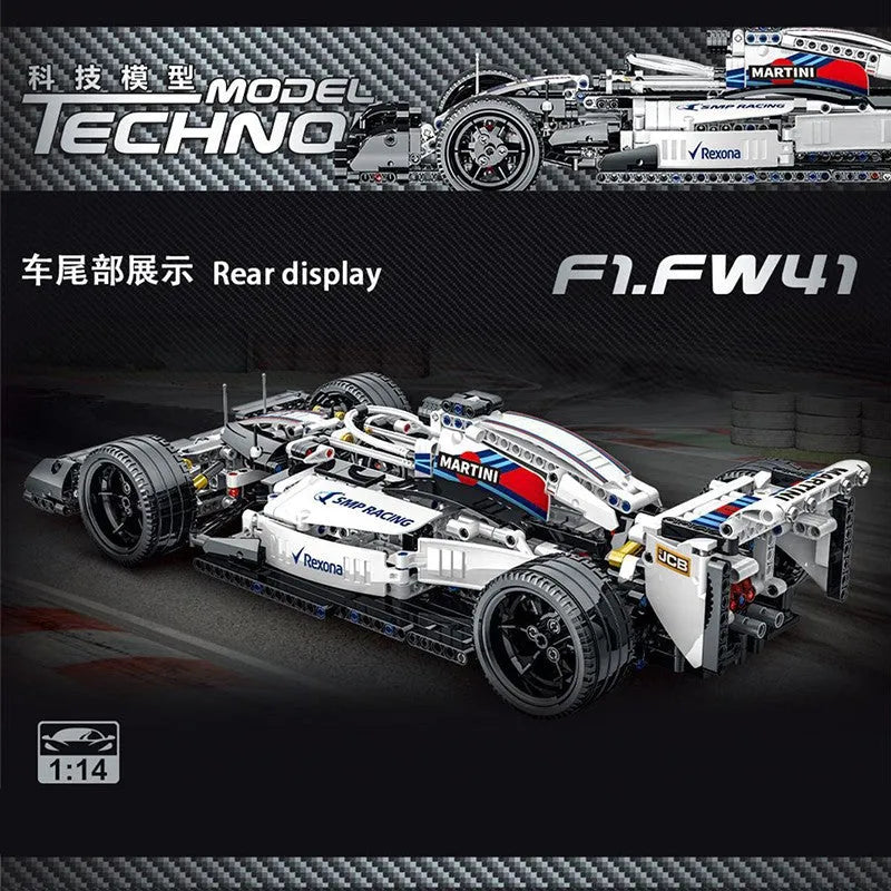 Building Blocks Tech MOC White Alternate F1 Racing Car Bricks Toy 023004 - 6
