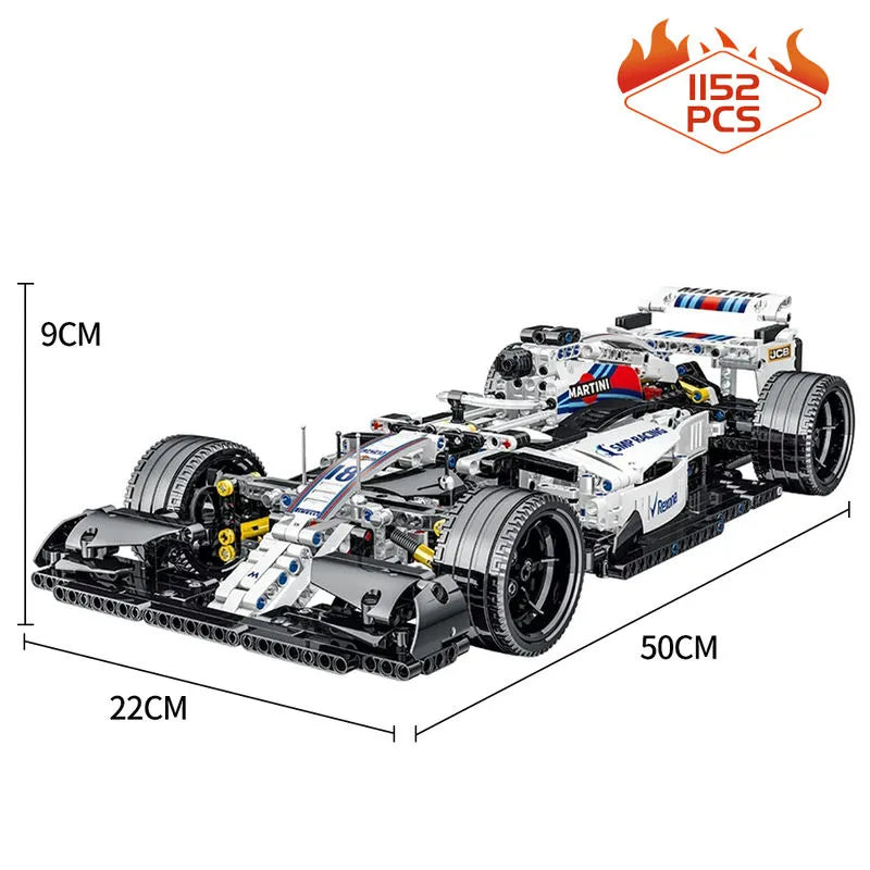 Microblocks F1 Tech MOC White Alternate F1 Racing Building Blocks