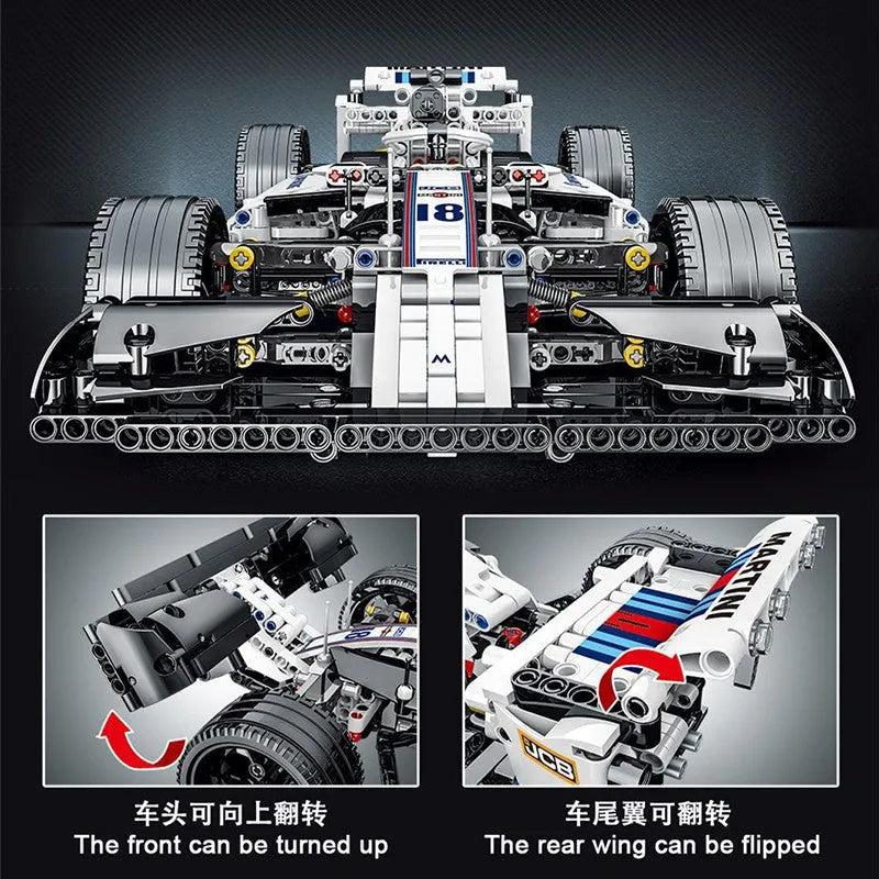 Building Blocks Tech MOC White Alternate F1 Racing Car Bricks Toy 023004 - 7