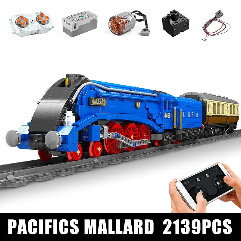 Building Blocks APP RC City MOC A4 Class Pacific Mallard Train Bricks Toy 12006 - 1