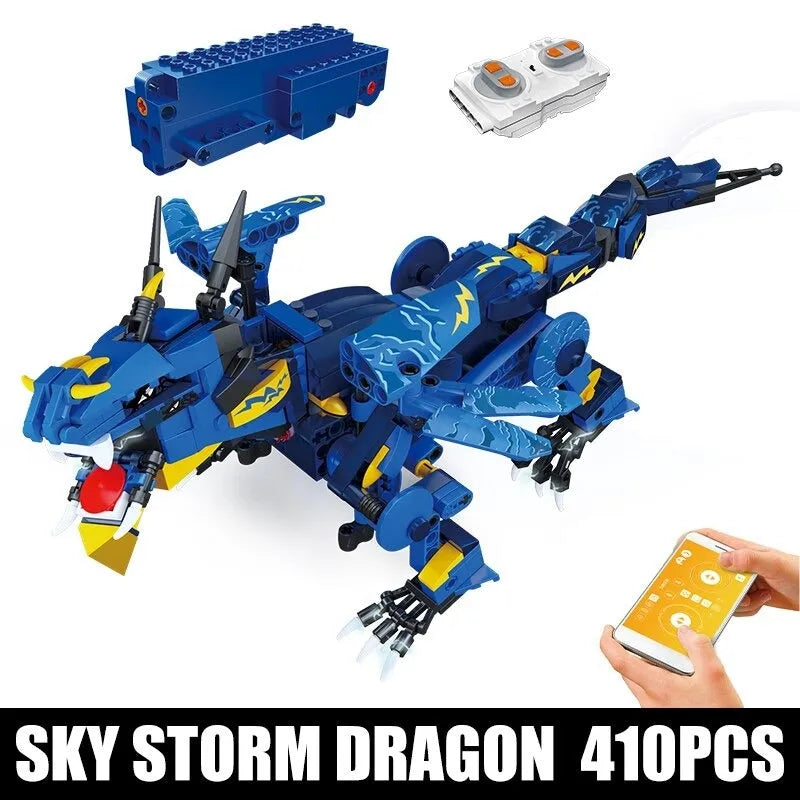 Building Blocks APP RC Creative Sky Storm Dragon STEM Robot Bricks Toy 13147 - 1