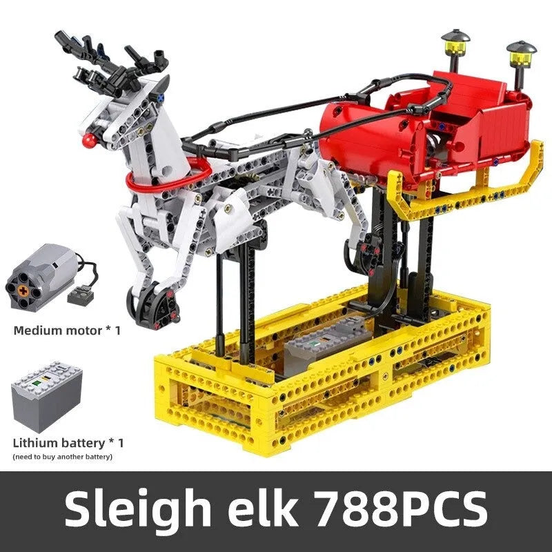 Building Blocks Motorized Santa Claus Reindeer Elk Bricks Toy - 7