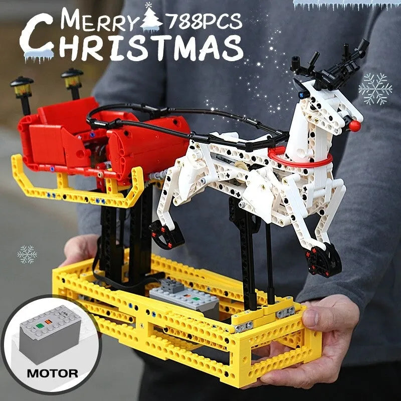 Building Blocks Motorized Santa Claus Reindeer Elk Bricks Toy - 2