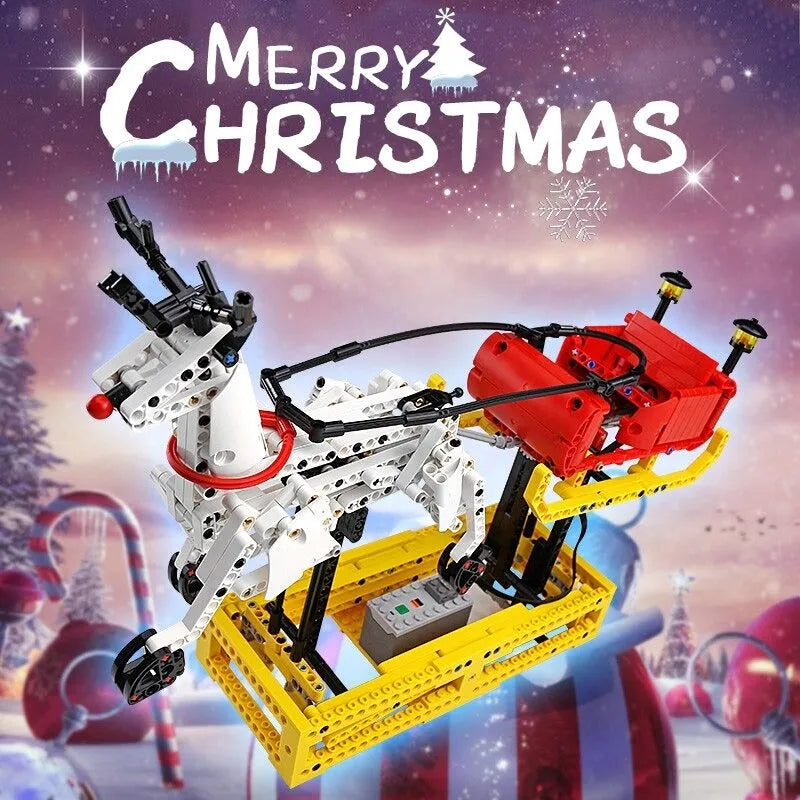 Building Blocks Motorized Santa Claus Reindeer Elk Bricks Toy - 4