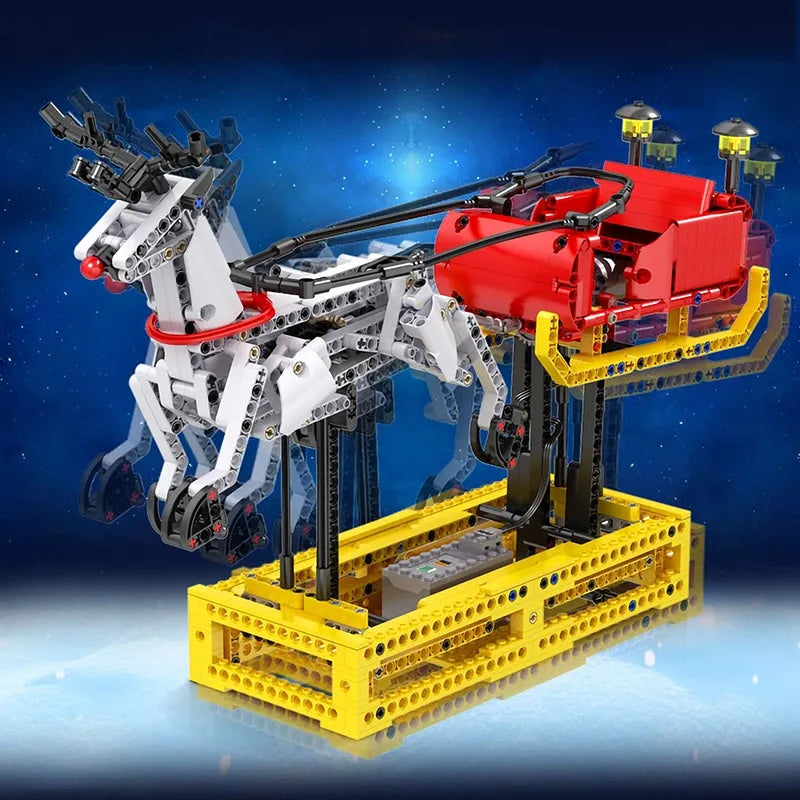 Building Blocks Motorized Santa Claus Reindeer Elk Bricks Toy - 9