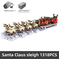 Thumbnail for Building Blocks Motorized Santa Claus Sleigh Elk Bricks Toy - 1