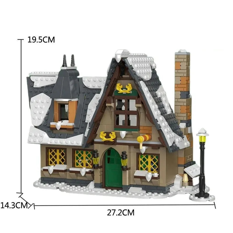 Building Blocks Christmas Cottage House MOC Expert Bricks Kids Toys - 7