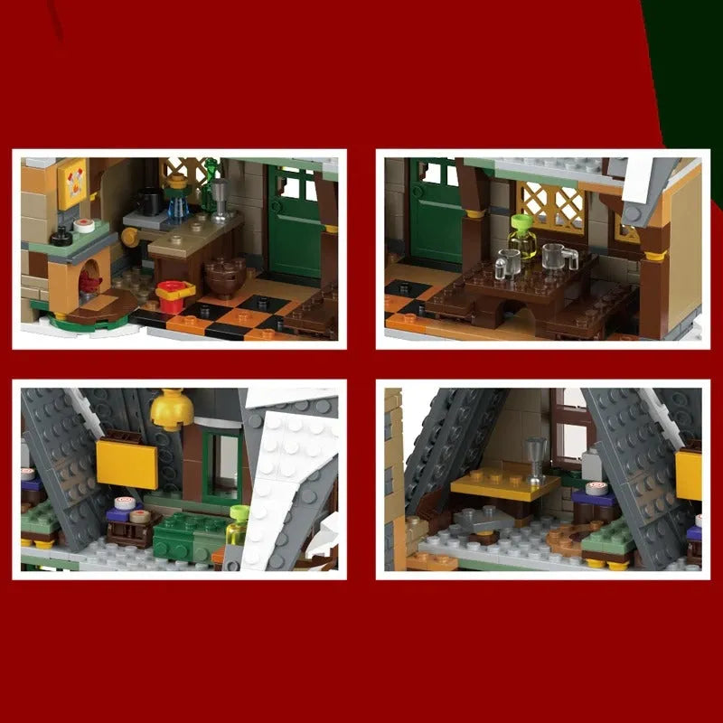 Building Blocks Christmas Cottage House MOC Expert Bricks Kids Toys - 4