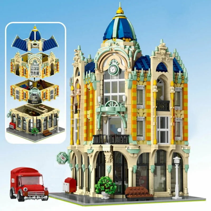 Building Blocks City Creator MOC Experts Corner Post Office with Light Bricks Toys - 3