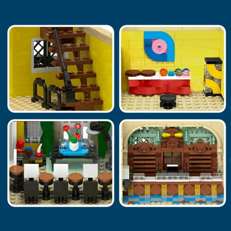 Building Blocks City Creator MOC Experts Corner Post Office with Light Bricks Toys - 5