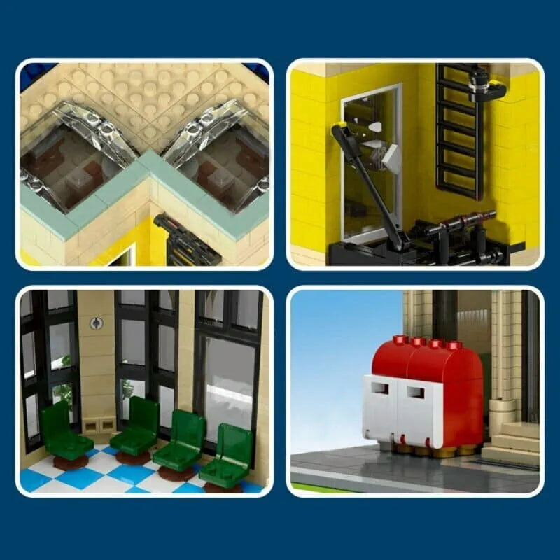 Building Blocks City Creator MOC Experts Corner Post Office with Light Bricks Toys - 4