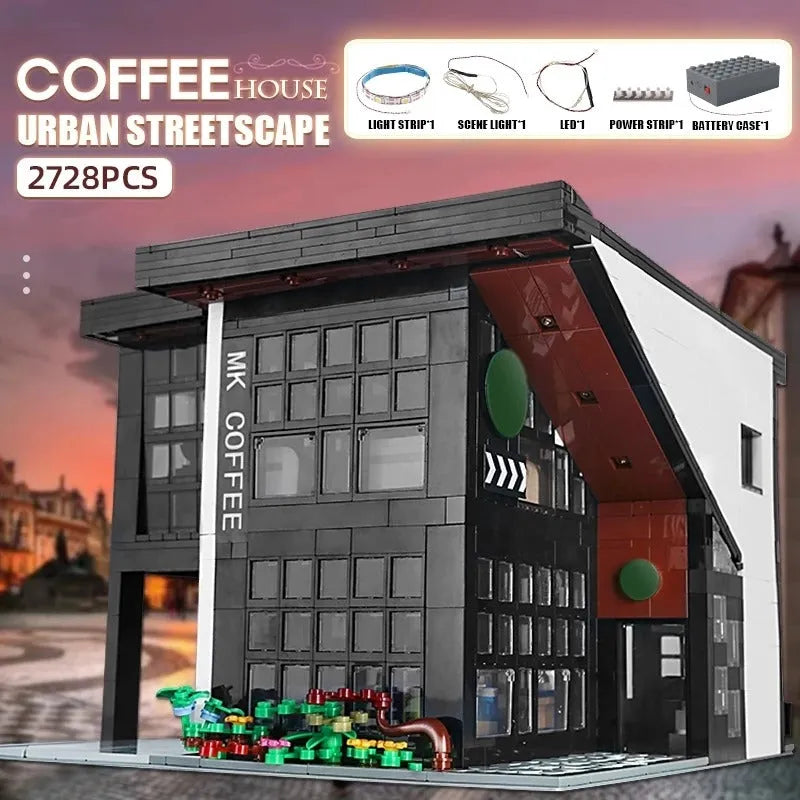 Building Blocks City Street Experts MOC Modern Coffee House Bricks Toys - 1