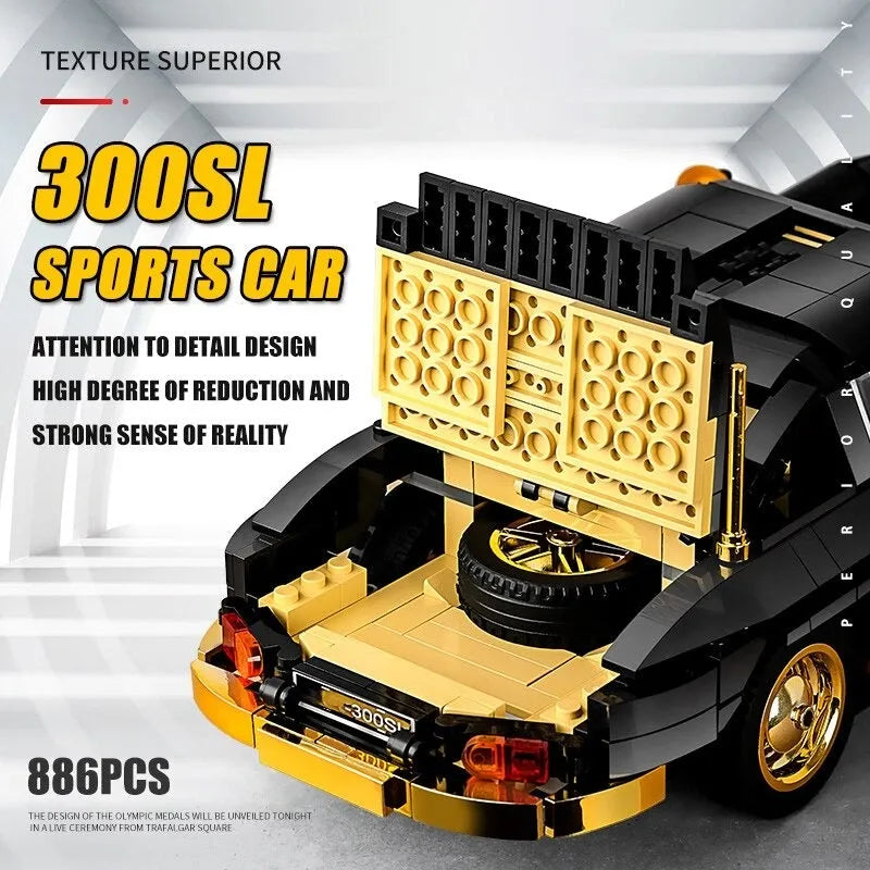 Building Blocks Classic Sports Car MOC Mercedes 300SL Gullwing Bricks Toy - 12