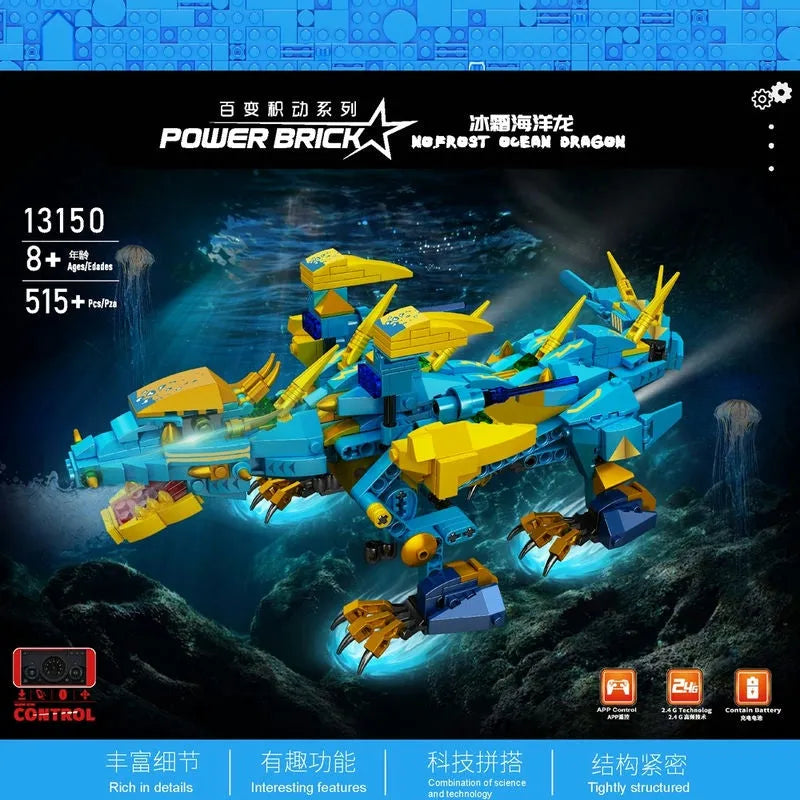 Building Blocks Creative Expert Frost Ocean Dragon Robot APP RC Bricks Toys - 2