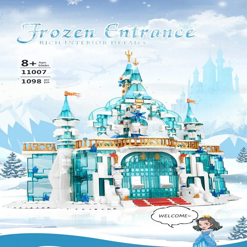 Building Blocks Creative MOC Expert Princess Frozen Entrance Ice Castle Bricks Toy - 2